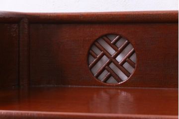 中古　工芸家具　李朝風　布目塗り　漆の味のある風合いが目を引く2人掛けベンチ(長椅子)(定価約48万円)