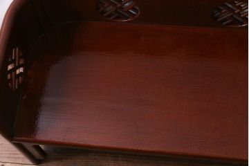 中古　工芸家具　李朝風　布目塗り　漆の味のある風合いが目を引く2人掛けベンチ(長椅子)(定価約48万円)