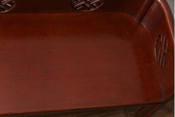 中古　工芸家具　李朝風　布目塗り　漆の味のある風合いが目を引く2人掛けベンチ(長椅子)(定価約48万円)