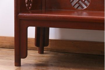 中古　工芸家具　李朝風　布目塗り　漆の味のある風合いが目を引く2人掛けベンチ(長椅子)(定価約48万円)