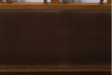 レトロ家具　昭和レトロ　ナラ材　象嵌入りの背もたれが可愛らしいソファベンチ(2人掛けソファ、長椅子)