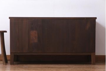 リメイク家具　大正昭和初期　前板エンジュ材　美しい木目の和モダンなリビングボード(引き出し、チェスト、テレビボード)