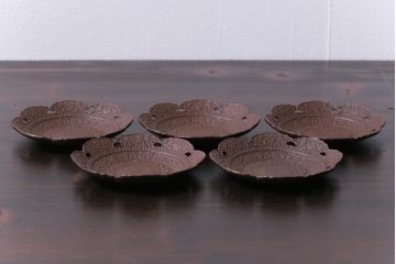 アンティーク雑貨　中古　鈴木盛久工房　南部鉄器　天神茶托5枚セット(コースター)