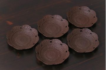 アンティーク雑貨　中古　鈴木盛久工房　南部鉄器　天神茶托5枚セット(コースター)