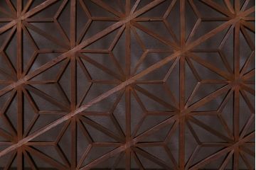 昭和初期　麻の葉・胡麻・桔梗亀甲　3種の文様が楽しめる組子欄間(明り取り)