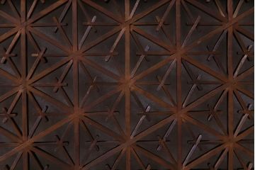 昭和初期　麻の葉・胡麻・桔梗亀甲　3種の文様が楽しめる組子欄間(明り取り)