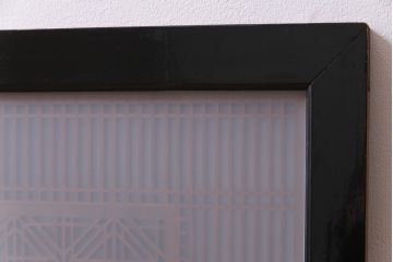 昭和初期　両面ガラス入り　胡麻と角麻が目を引く組子欄間(明り取り)