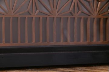 昭和初期　両面ガラス入り　角麻文様がアクセントの組子欄間(明り取り)