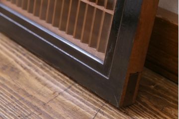 昭和初期　両面ガラス入り　角麻文様がアクセントの組子欄間(明り取り)