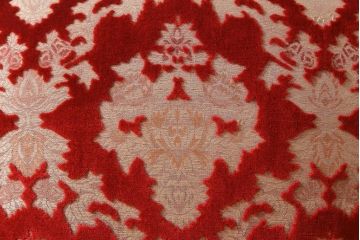 ヴィンテージ家具　イギリスビンテージ　クロウ&ボール　金華山張り　赤の座面が抜群の存在感を放つ一人掛けソファ(ラウンジソファ)