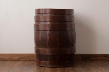 アンティーク雑貨 イギリスアンティーク オーク材 古い木の質感が味わい深い木製樽(バレル、ディスプレイ、傘立て)