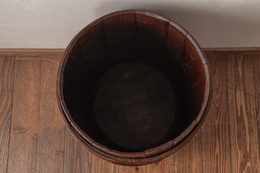 アンティーク雑貨 イギリスアンティーク オーク材 古い木の質感が味わい深い木製樽(バレル、ディスプレイ、傘立て)