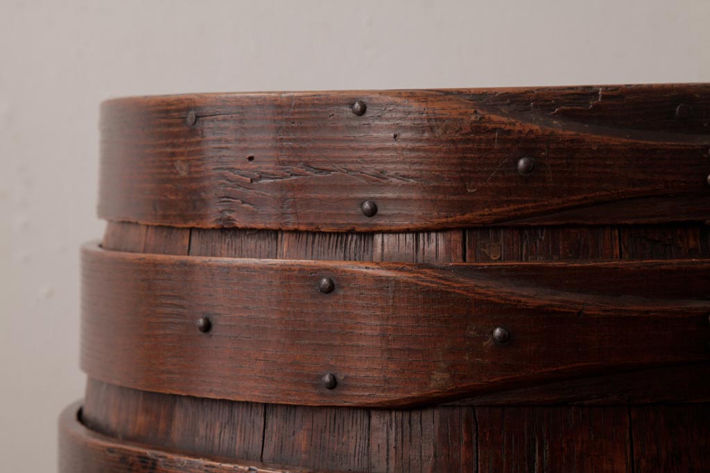 アンティーク雑貨 イギリスアンティーク オーク材 古い木の質感が味わい深い木製樽(バレル、ディスプレイ、傘立て)