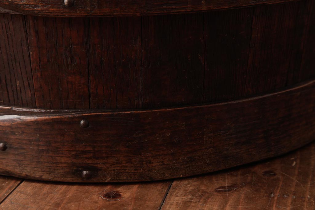 アンティーク雑貨 イギリスアンティーク オーク材 古い木の質感が味わい深い木製樽(バレル、ディスプレイ、傘立て)