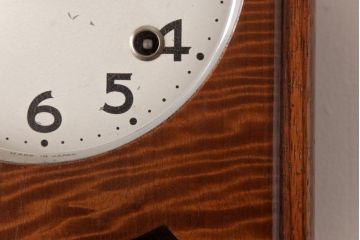 アンティーク雑貨　昭和レトロ　WAKUI製　手巻き式　ガラスのカットが上品な掛け時計(柱時計、振り子時計)