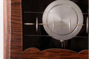 アンティーク雑貨　昭和レトロ　WAKUI製　手巻き式　ガラスのカットが上品な掛け時計(柱時計、振り子時計)