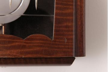 アンティーク雑貨　昭和レトロ　WAKUI製　手巻き式　ガラスのカットが上品な掛け時計(柱時計、振り子時計)