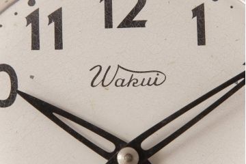 アンティーク雑貨　昭和レトロ　WAKUI製　手巻き式　ガラスのカットが上品な掛け時計(柱時計、振り子時計)