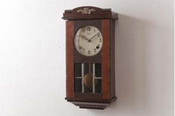 アンティーク雑貨　Meiji(明治時計社)　手巻き式　クラシカルな佇まいの掛け時計(柱時計、振り子時計)(1)