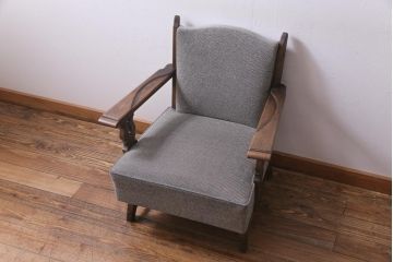 中古　神戸洋家具　永田良介商店　メンズライクにもおすすめなビンテージのチロル型ソファ(1人掛けソファ)(1)