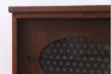 レトロ家具　昭和レトロ　桐材　丸窓がおしゃれな当店オリジナルガラス入りのリメイク箪笥ローボード(戸棚)