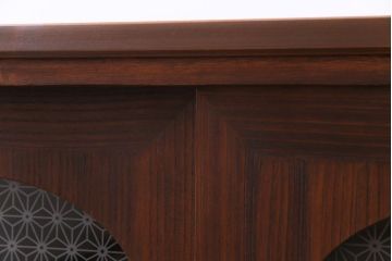 レトロ家具　昭和レトロ　桐材　丸窓がおしゃれな当店オリジナルガラス入りのリメイク箪笥ローボード(戸棚)