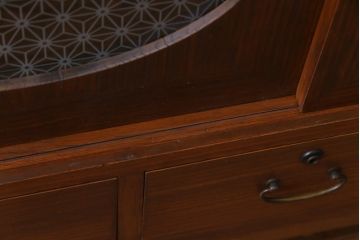 レトロ家具　昭和レトロ　桐材　丸窓がおしゃれな当店オリジナルガラス入りのリメイク箪笥ローボード(戸棚)