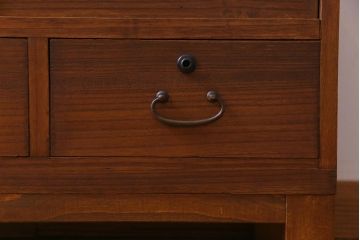 レトロ家具　昭和レトロ　桐材　丸窓がおしゃれな当店オリジナルガラス入りのリメイク箪笥ローボード(戸棚)