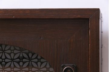 アンティーク家具　和製アンティーク　当店オリジナルガラス　丸窓がおしゃれな桐材製のリメイク箪笥ローボード(戸棚)