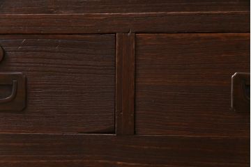 アンティーク家具　和製アンティーク　当店オリジナルガラス　丸窓がおしゃれな桐材製のリメイク箪笥ローボード(戸棚)