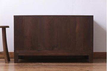 アンティーク家具　和製アンティーク　当店オリジナルガラス　丸窓がおしゃれな桐材製のリメイク箪笥ローボード(戸棚)