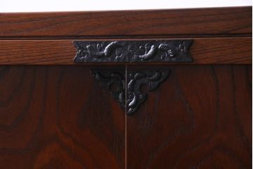 中古　国産民芸家具　桐・ケヤキ材　脚付リメイク　貫録のある佇まいの整理箪笥(和タンス)