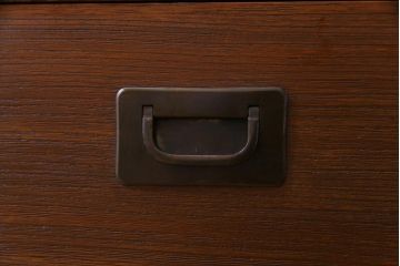 リメイク家具　桐材　当店オリジナルガラス　レトロな雰囲気溢れる鉄脚付き箪笥ローボード(テレビボード、収納棚、リビングボード)