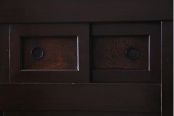 アンティーク家具　古民具　明治期　四尺　どっしりとした構えと框が重厚感溢れる重ねの京水屋(水屋箪笥、食器棚)