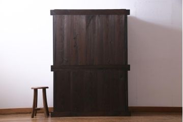 アンティーク家具　古民具　明治期　四尺　どっしりとした構えと框が重厚感溢れる重ねの京水屋(水屋箪笥、食器棚)
