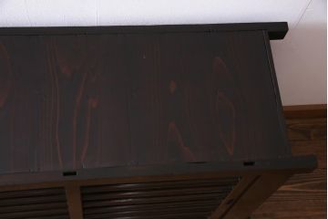 アンティーク家具　古民具　明治期　四尺　どっしりとした構えと框が重厚感溢れる重ねの京水屋(水屋箪笥、食器棚)