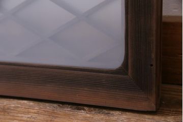 昭和中期　両面ガラス入り　和モダンな印象与える組子欄間(明り取り、ディスプレイ)