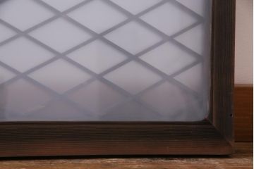 昭和中期　両面ガラス入り　和モダンな印象与える組子欄間(明り取り、ディスプレイ)