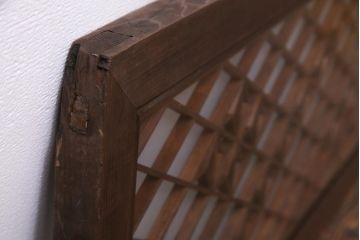 昭和中期　桜亀甲文様　両面ガラス入り　繊細な組子のデザインが美しい欄間(明り取り、ディスプレイ)