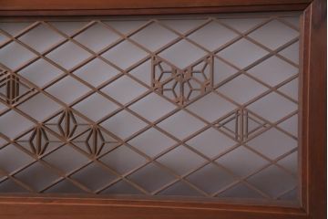 昭和中期　桜亀甲文様　両面ガラス入り　繊細な組子のデザインが美しい欄間(明り取り、ディスプレイ)(1)