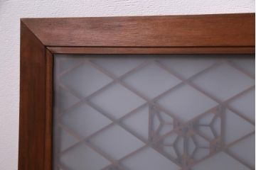 昭和中期　桜亀甲文様　両面ガラス入り　繊細な組子のデザインが美しい欄間(明り取り、ディスプレイ)(1)