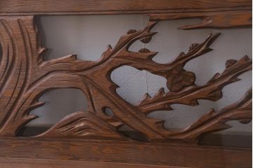 昭和中期　竹と梅　力強い存在感を放つ欄間(明かり取り、明り取り)