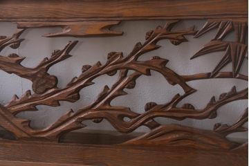 昭和中期　竹と梅　力強い存在感を放つ欄間(明かり取り、明り取り)