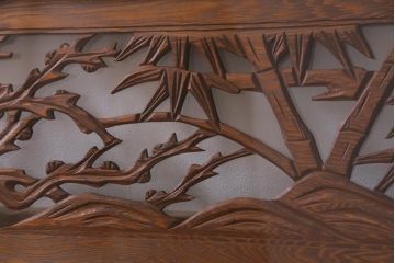 昭和中期　竹と梅　力強い存在感を放つ欄間(明かり取り、明り取り)