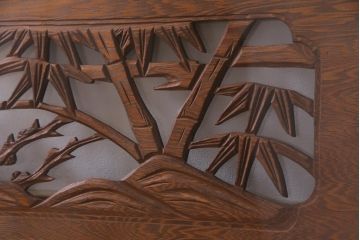 昭和中期　竹と梅　力強い存在感を放つ欄間(明かり取り、明り取り)