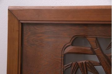 昭和中期　竹と梅　力強い存在感を放つ欄間(明かり取り、明り取り)