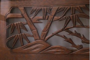 昭和中期　竹と梅　力強い存在感を放つ欄間(明かり取り、明り取り)