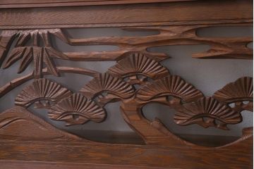 昭和中期　竹と松　力強い存在感を放つ欄間(明かり取り、明り取り)