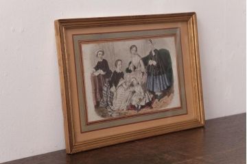 アンティーク雑貨　フランスアンティーク　MAGASIN DES DEMOISELLES　リトグラフモード画　ファッションイラスト　アートフレーム(1)