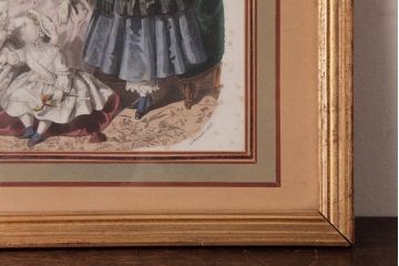アンティーク雑貨　フランスアンティーク　MAGASIN DES DEMOISELLES　リトグラフモード画　ファッションイラスト　アートフレーム(1)